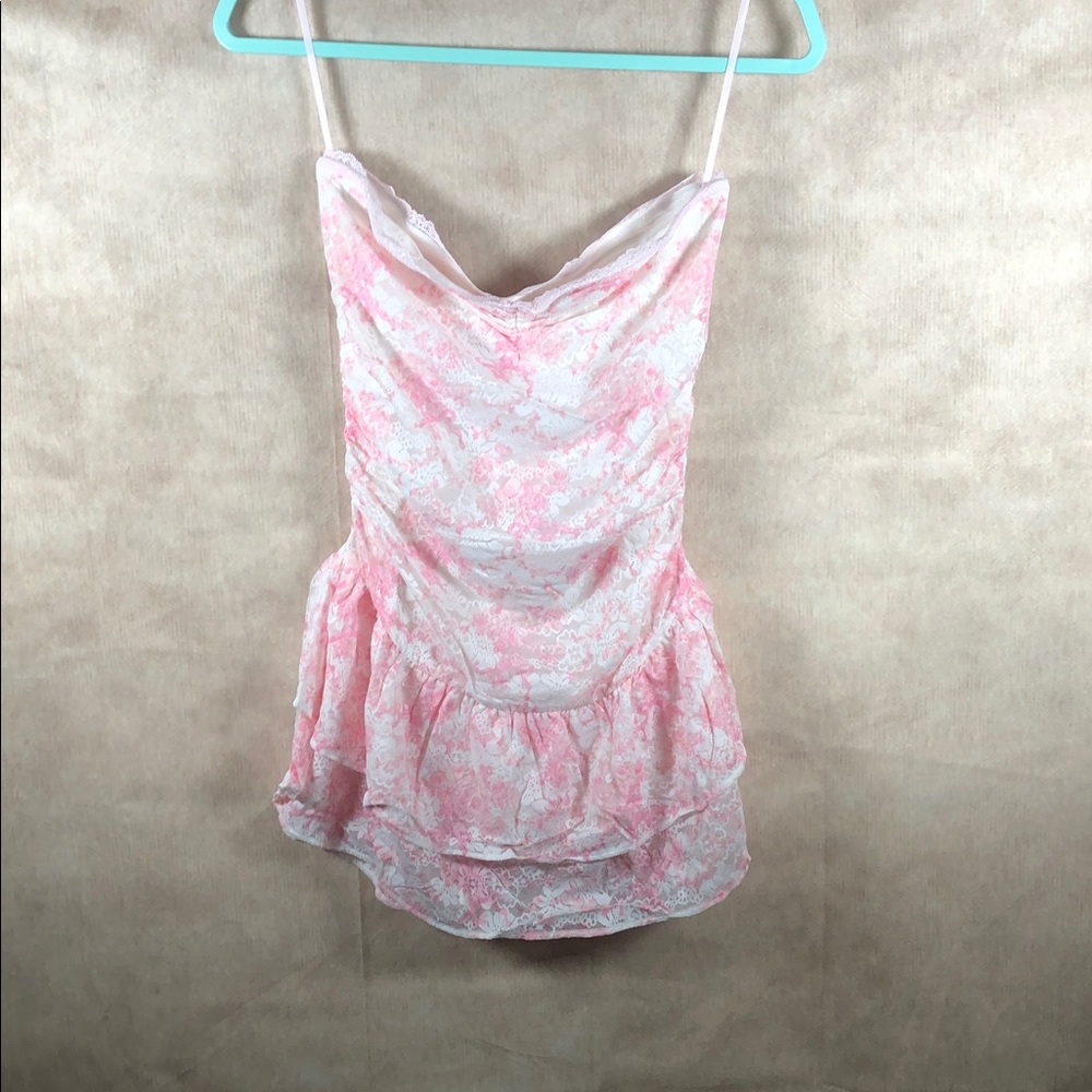LoveShackFancy x VS PINK Fairy Ballet Pink Floral Lace Ruffle Mini Dress